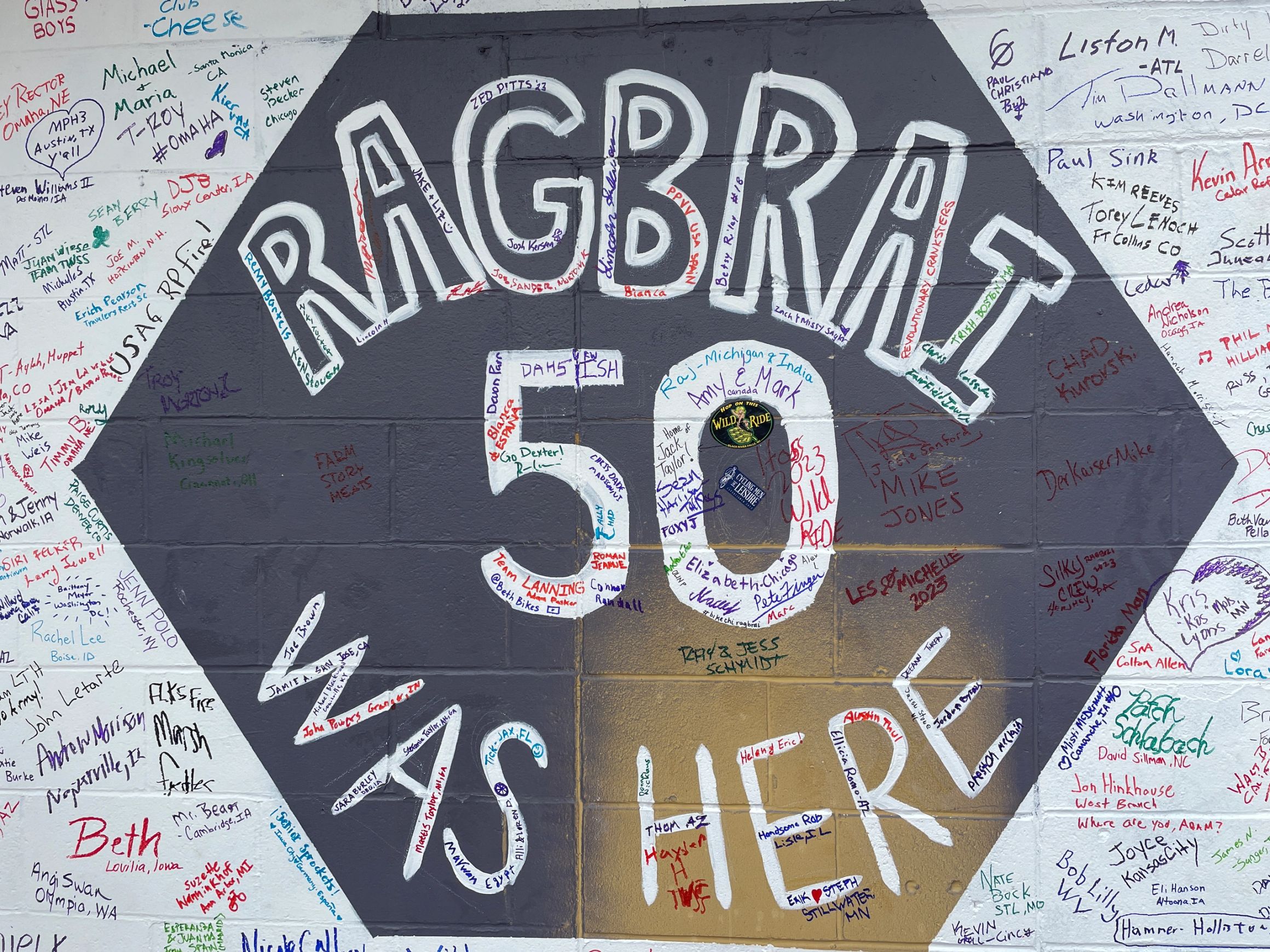 The RAGBRAI 50 Was Here signature wall